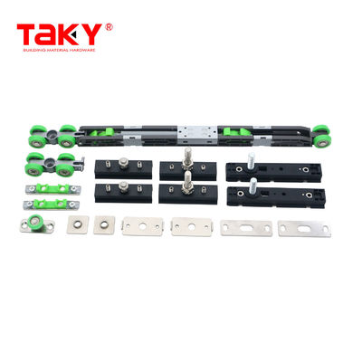 ฮาร์ดแวร์ล้อตู้เสื้อผ้าแบบเลื่อน อายุการใช้งานยาวนาน ลูกกลิ้งดึงประตูแบบปิดนุ่มสองชั้น