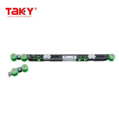 ฮาร์ดแวร์ล้อตู้เสื้อผ้าแบบเลื่อน อายุการใช้งานยาวนาน ลูกกลิ้งดึงประตูแบบปิดนุ่มสองชั้น