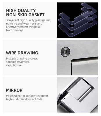 บานพับประตูห้องอาบน้ำสแตนเลสสตีล H Type สำหรับโรงแรม กระจกเงา ขอบเอียง 12 มม.