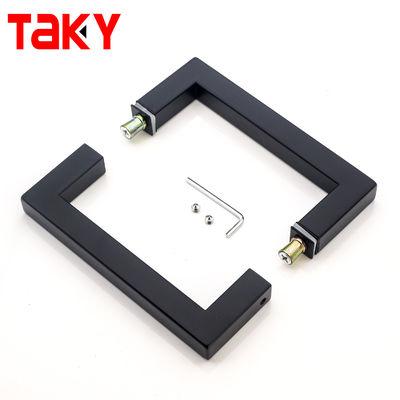 มือจับประตูกระจกสแตนเลสสไตล์โมเดิร์น Matte Black Square Door Pull Handle ที่จับฝักบัว