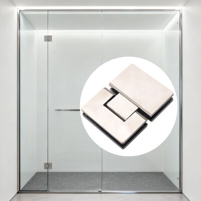 บานพับกระจกไร้กรอบสแตนเลส 304 เปิดได้ 180 องศา สำหรับกระจกหนา 8-12 มม.