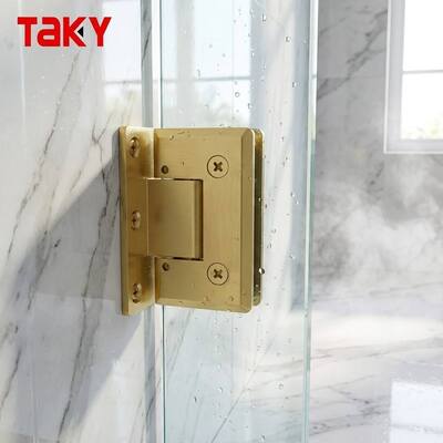 ราคาดี Heavy Duty Solid บานพับประตูกระจก 90 องศาบานพับประตูกระจกหรูหรา Brushed Gold กระจกห้องน้ำ Clamp ออนไลน์